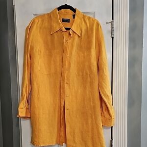 Liz Claiborne Sport Wemon's Mustard Yellow Linen Shirt